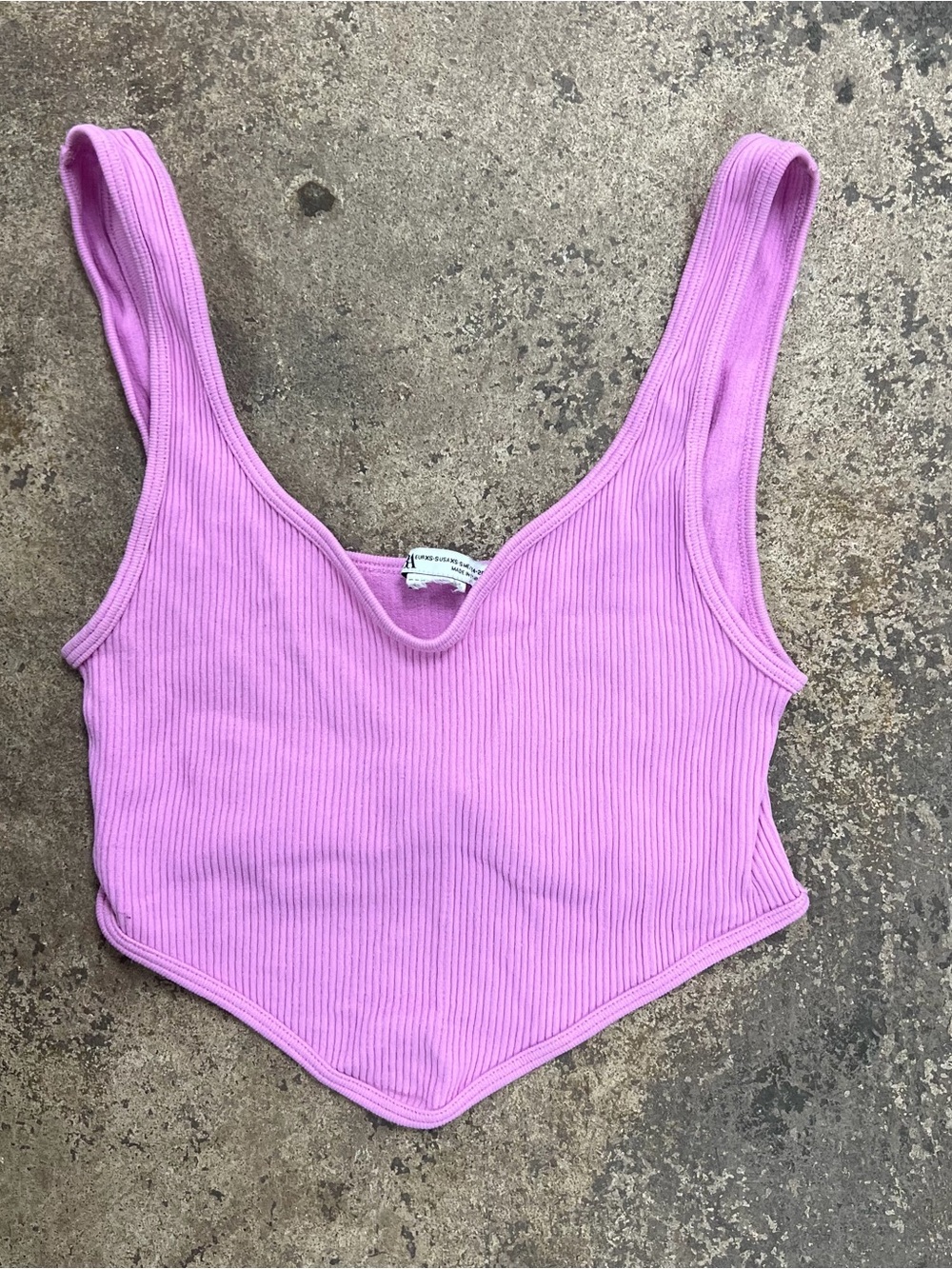 Zara Pink Ribbed V-Neck Crop Tank